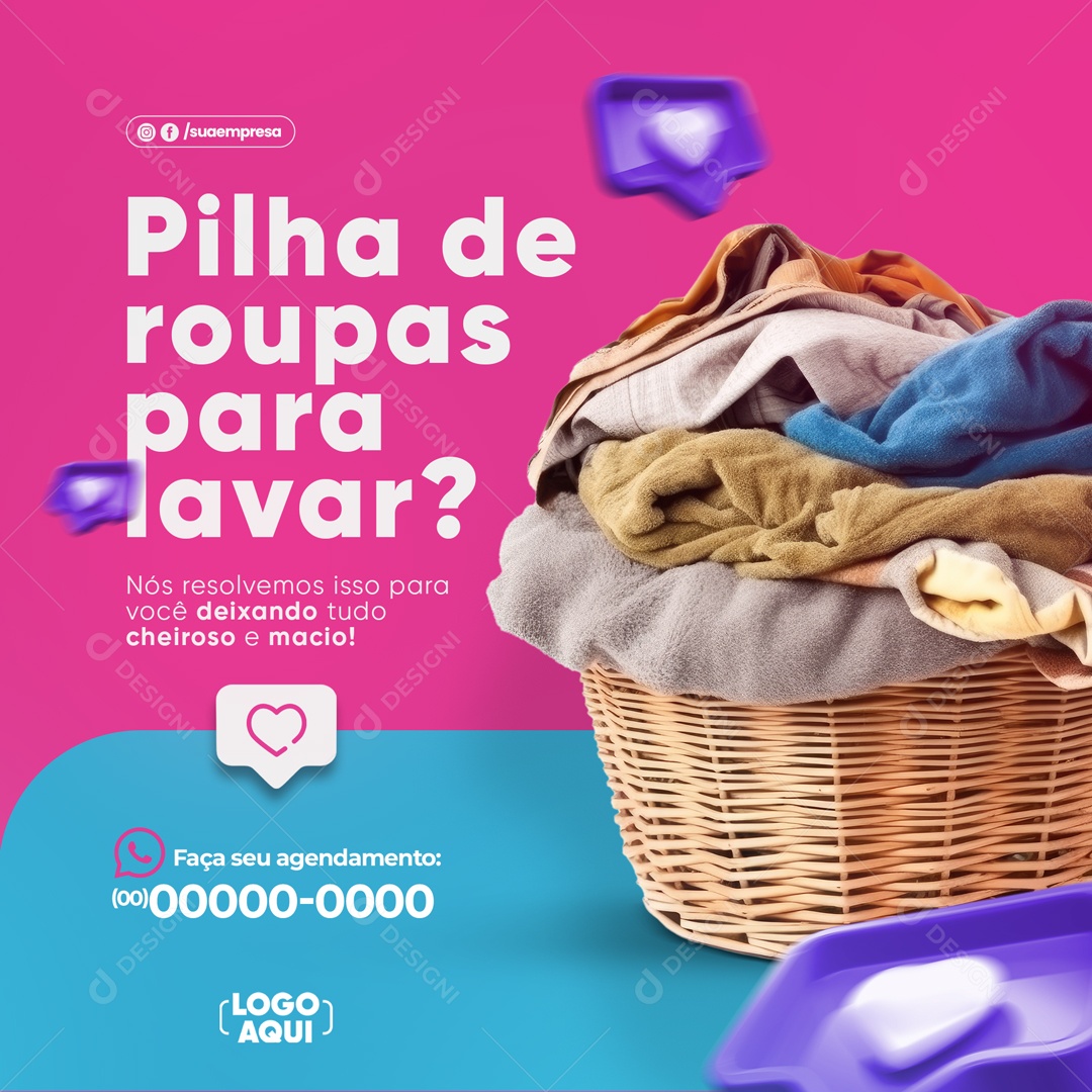 Social Media Pilha De Roupas Para lavar Cheiroso e Macio PSD Editável