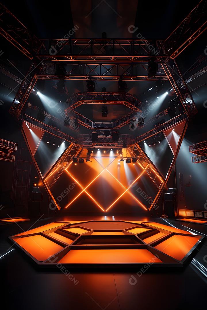 Cenário de palco com luzes ao fundo