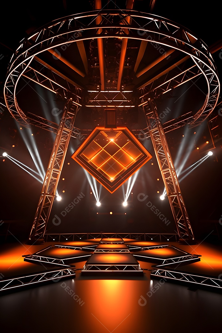 Cenário de palco com luzes ao fundo