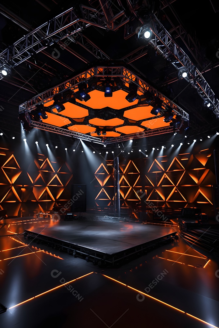 Cenário de palco com luzes ao fundo