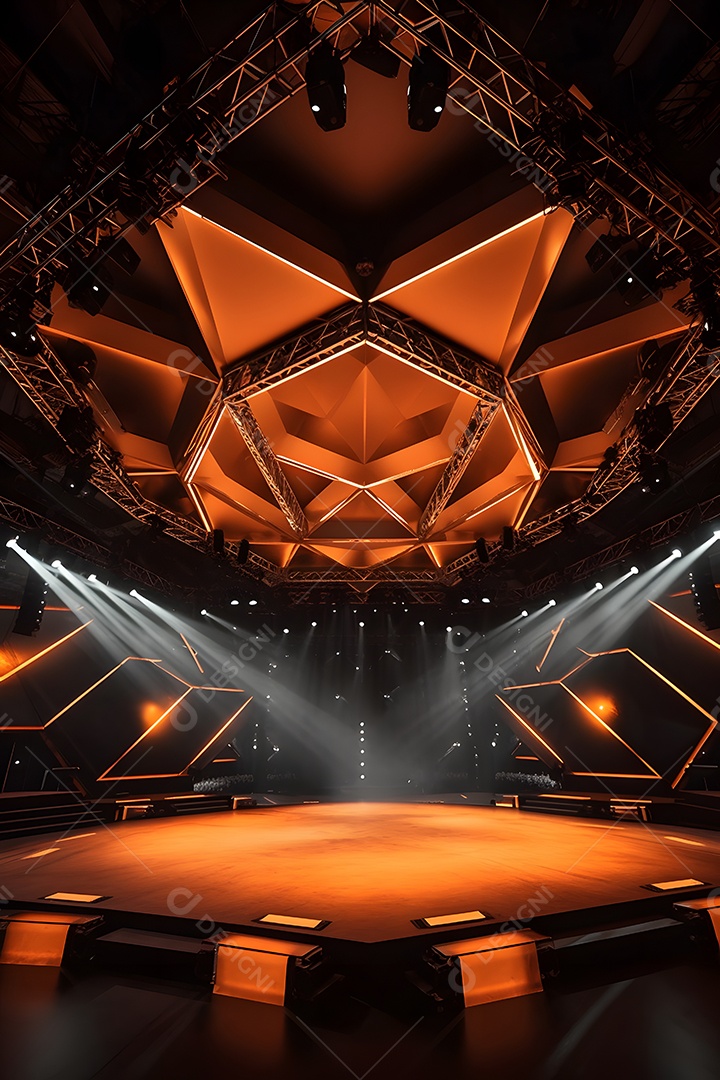 Cenário de palco com luzes ao fundo