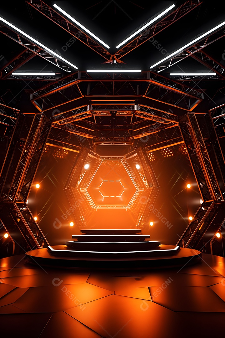 Cenário de palco com luzes ao fundo