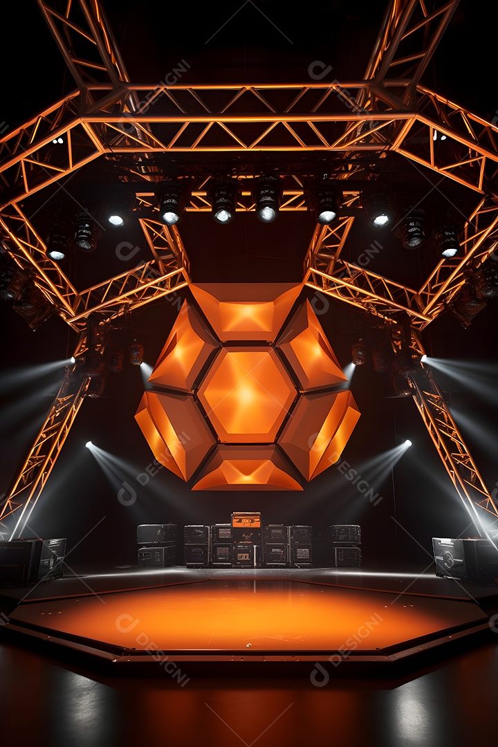 Cenário de palco com luzes ao fundo