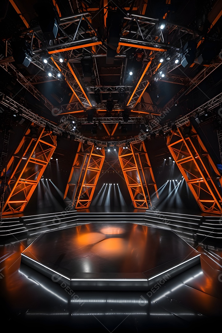 Cenário de palco com luzes ao fundo
