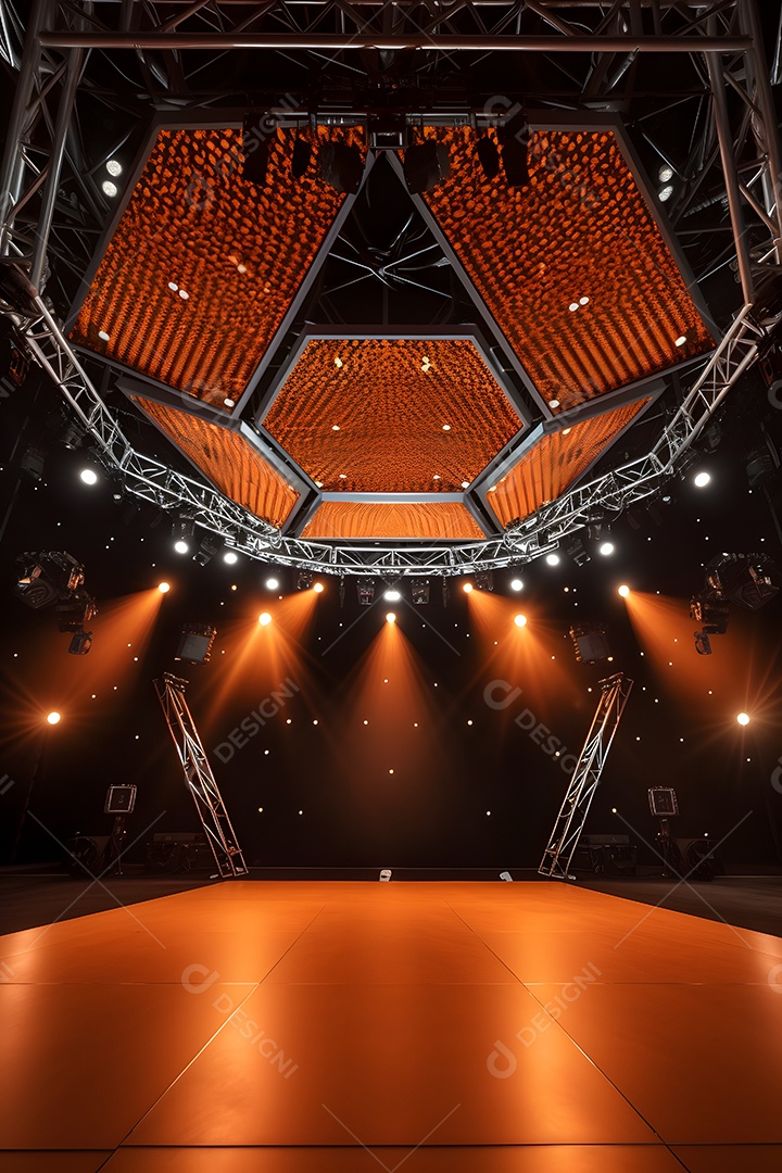 Cenário de palco com luzes ao fundo