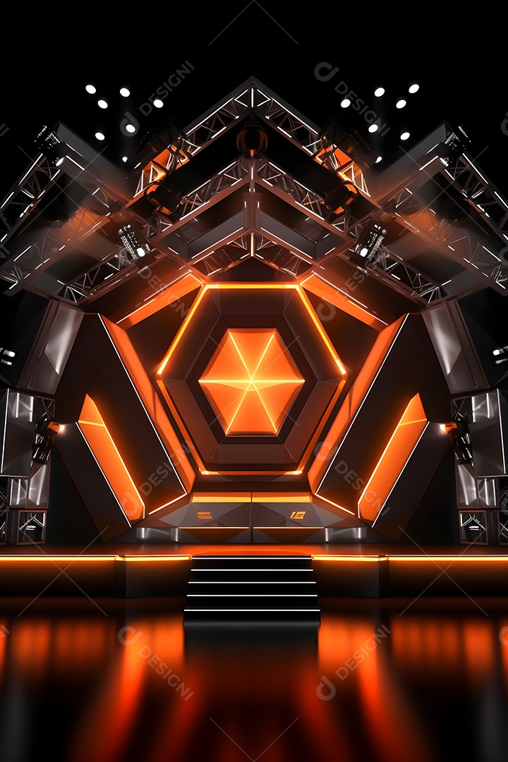 Cenário de palco com luzes ao fundo