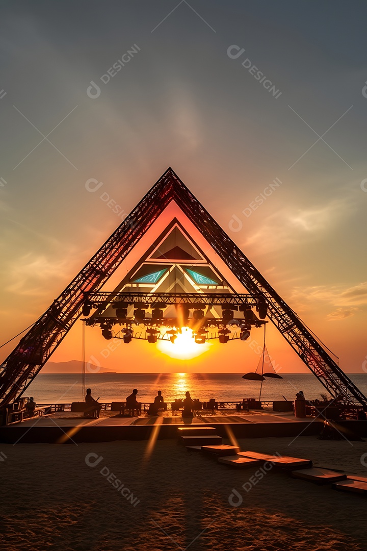 Cenário de palco com luzes com refletores