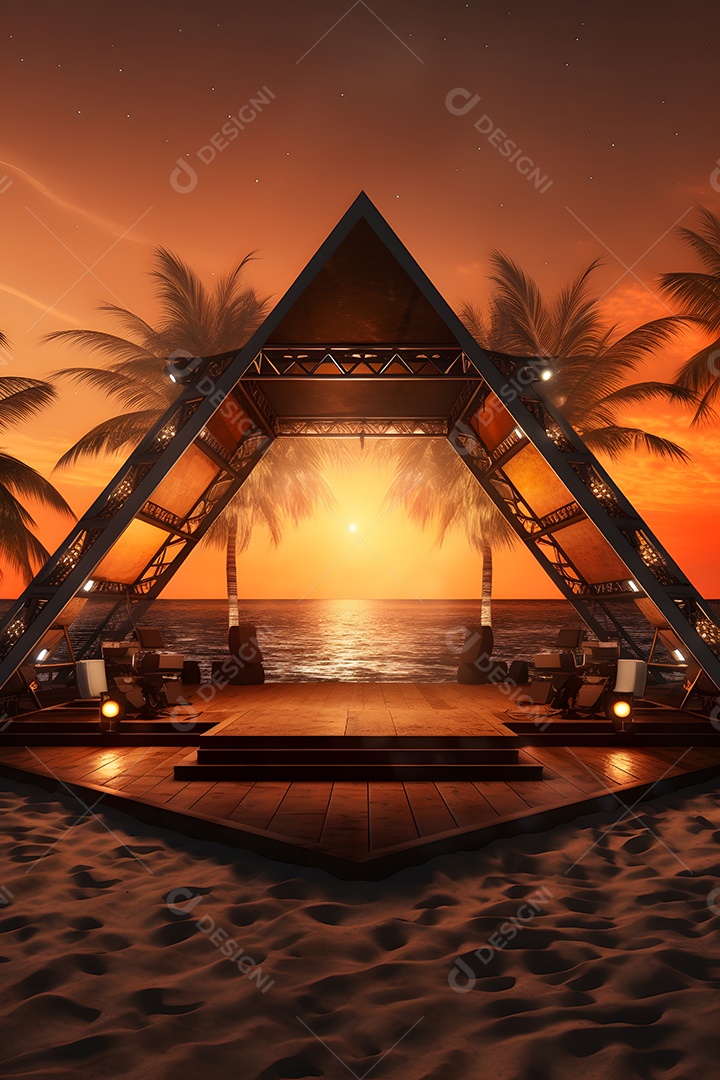 Cenário de palco com luzes com refletores