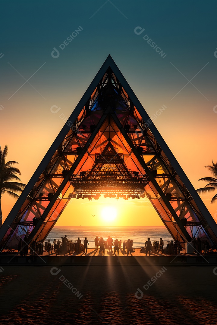 Cenário de palco com luzes com refletores