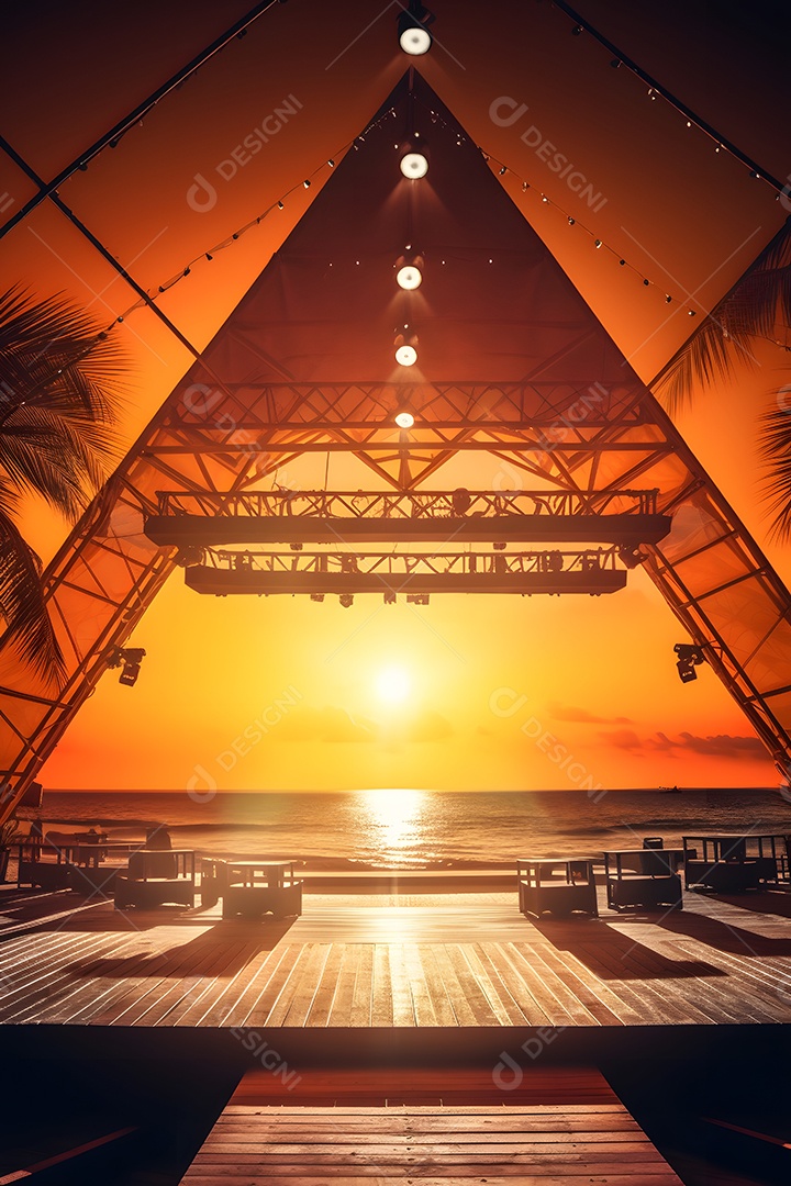 Cenário de palco com luzes com refletores