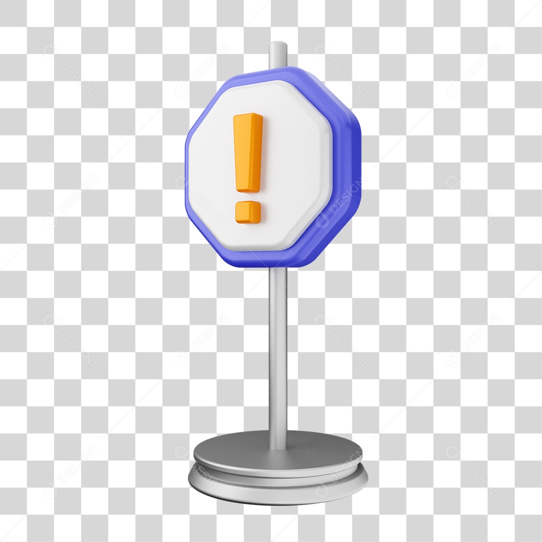 Placa de Cuidado Alerta PNG Transparente