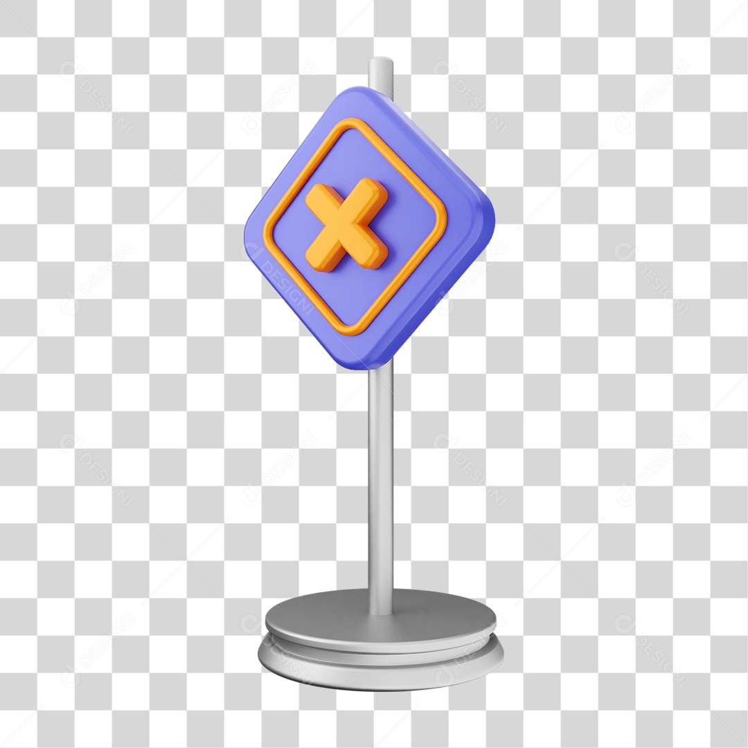 Placa de Cuidado Alerta PNG Transparente