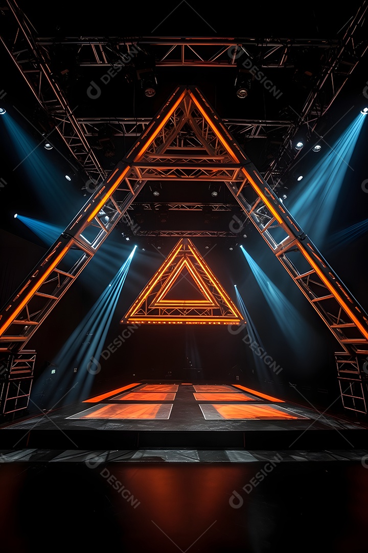 Cenário de um palco com luzes ao fundo