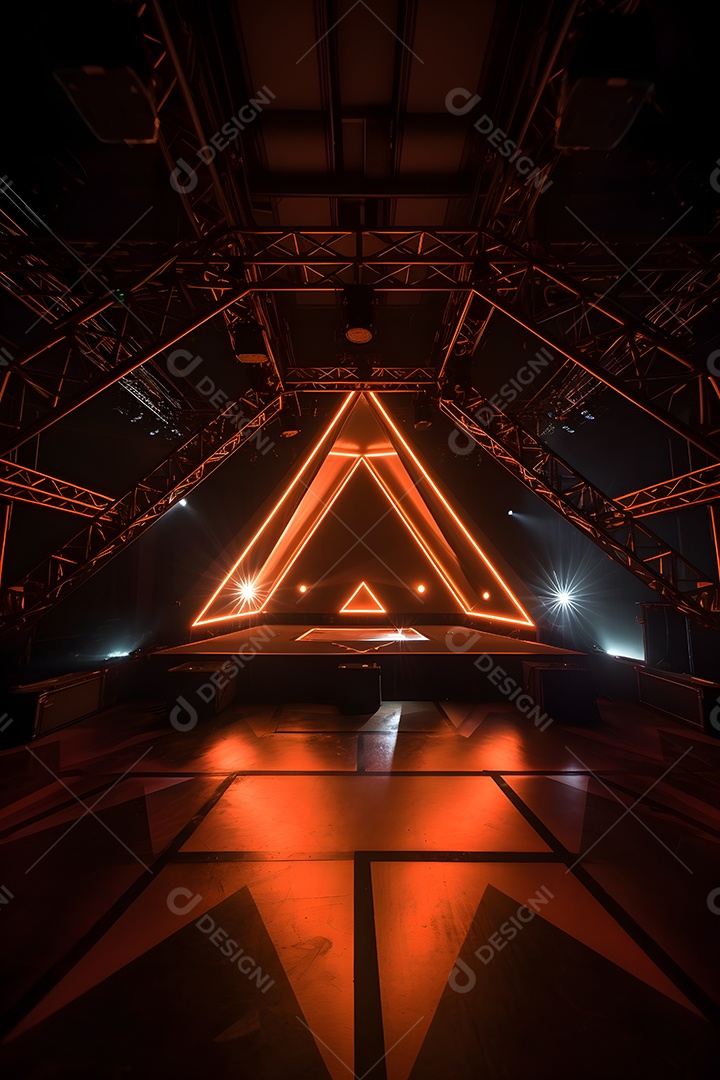 Cenário de um palco com luzes ao fundo