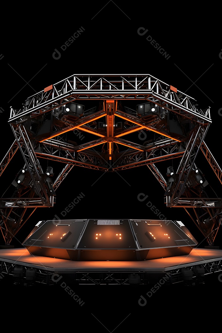 Cenário de um palco com luzes ao fundo