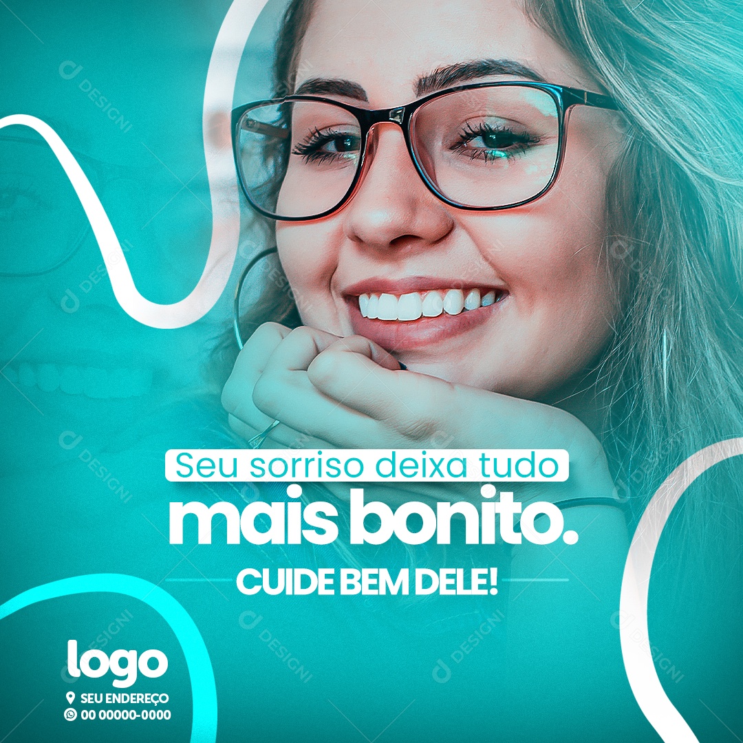 Seu Sorriso Deixa Tudo Mais Bonito Social Media PSD Editável