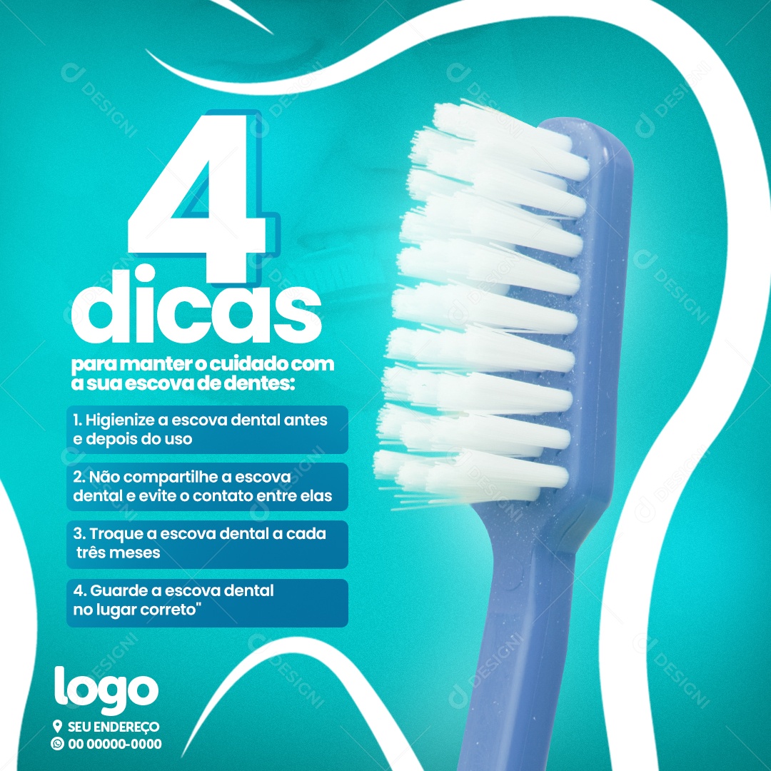 Social Media 4 Dicas Manter O Cuidado Com a Escova De Dentes PSD Editável