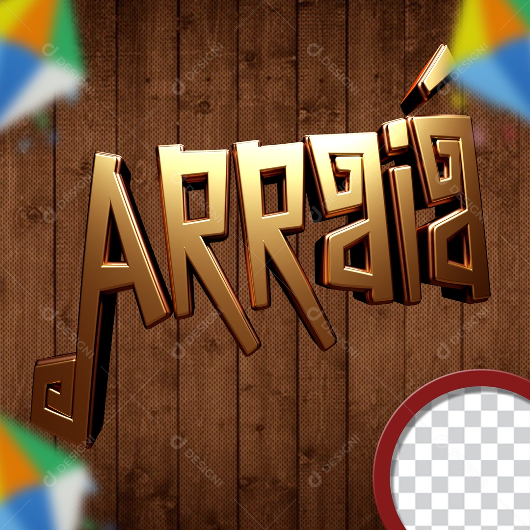 Selo 3D Arraiá Fundo de Madeira Para Composição PSD