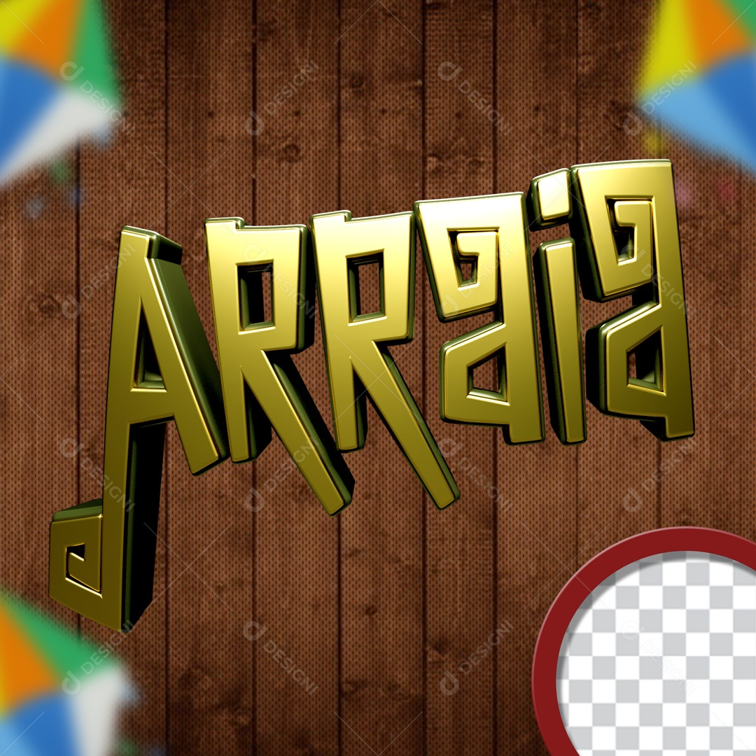 Selo 3D Arraiá Fundo de Madeira Para Composição PSD