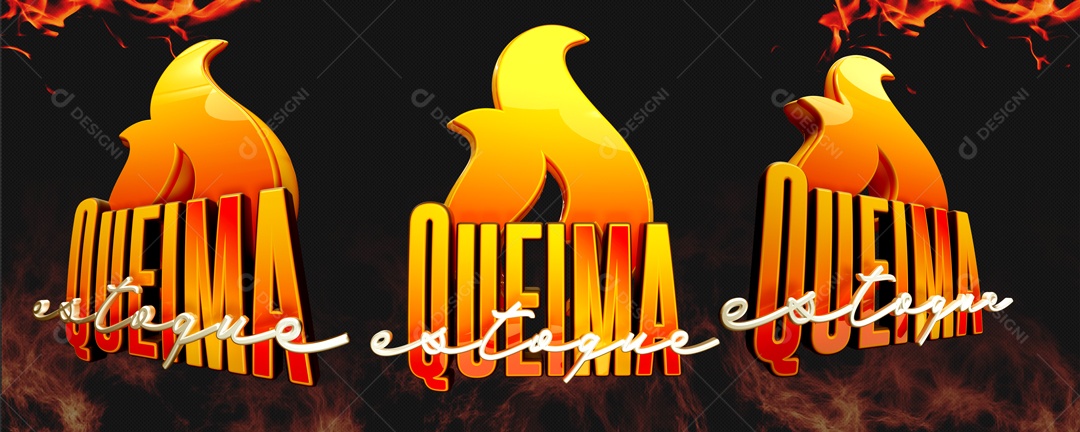 Elemento 3D Fogo Queima PSD Editável