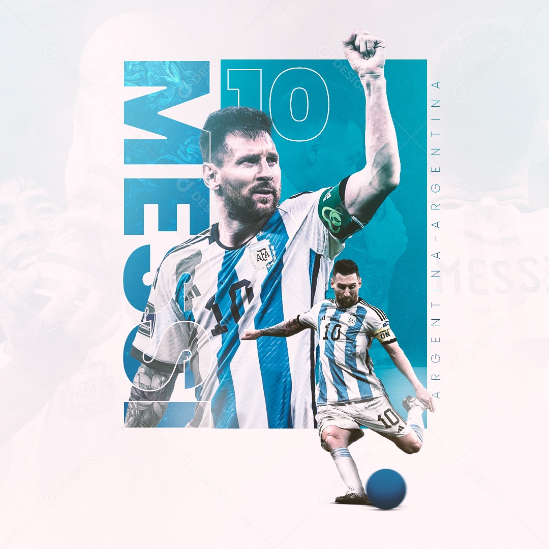 Social Media Feed Jogador Messi Argentina PSD Editável