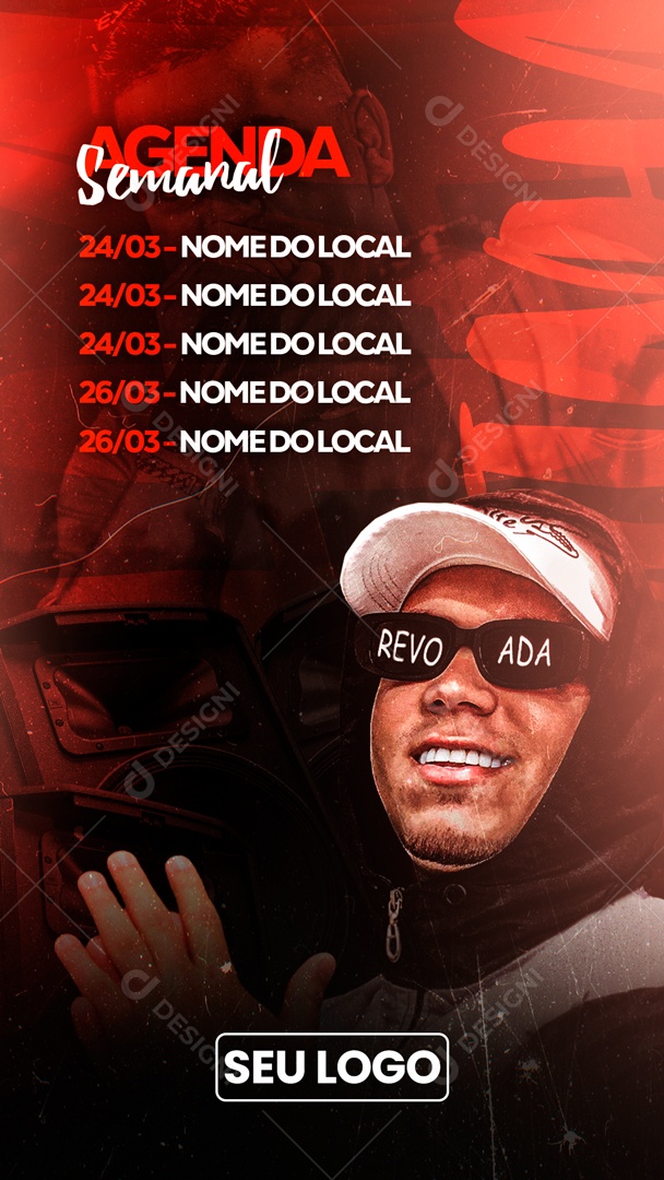 Social Media Flyer Story Agenda Semanal Funk PSD Editável