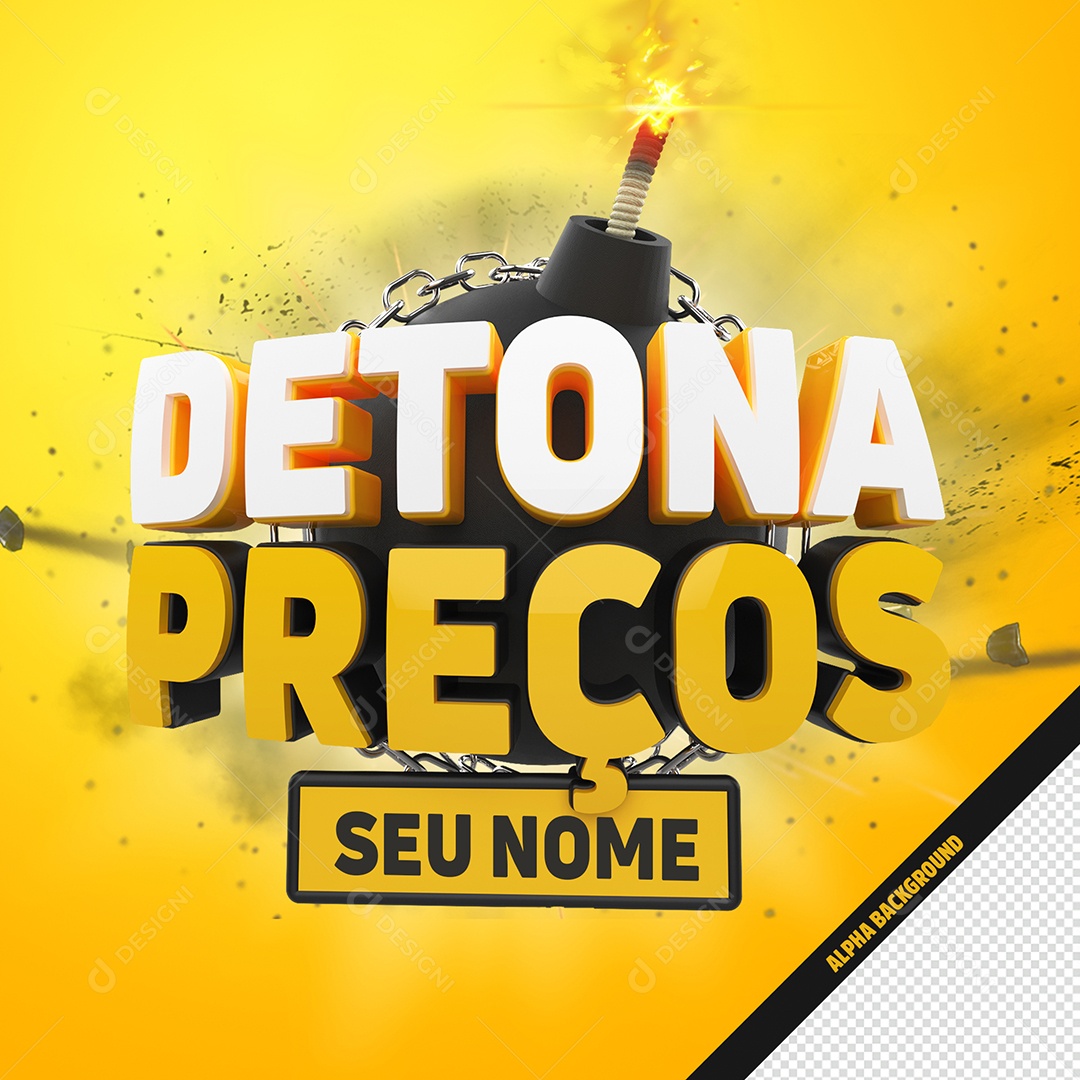 Selo 3D Detona Preços Para Composição PSD