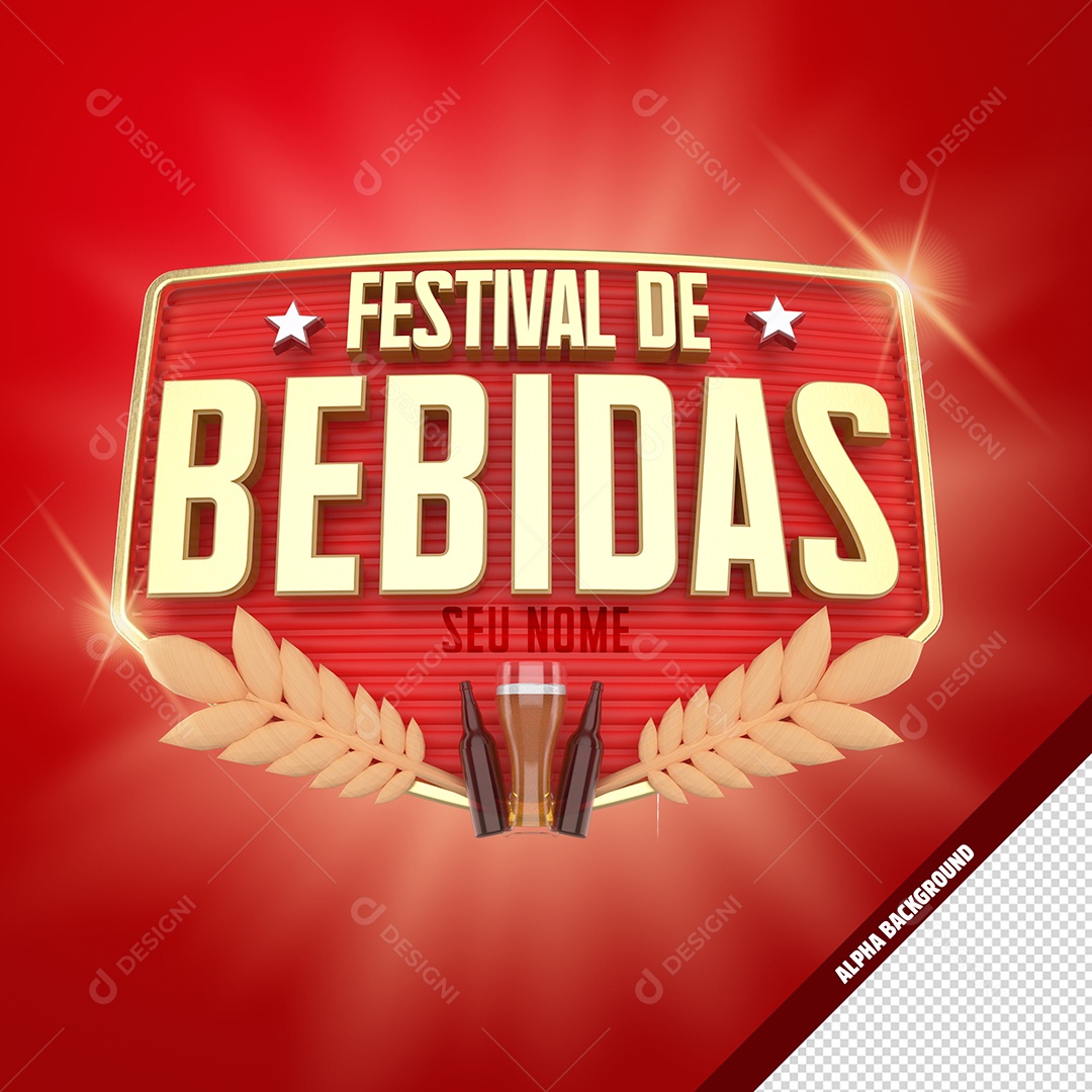 Selo 3D Festival de Bebidas Para Composição PSD