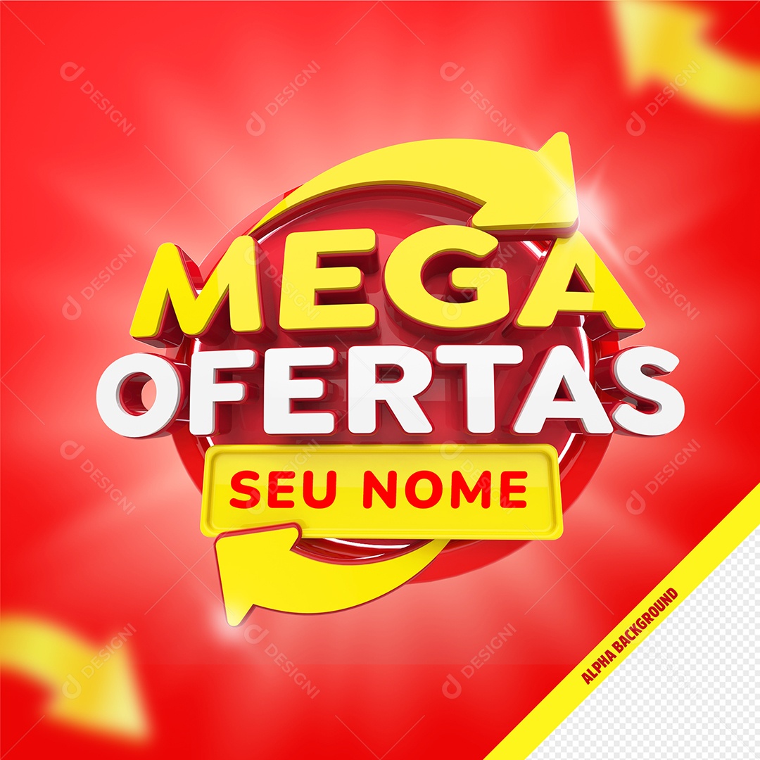 Selo 3D Mega Ofertas Compras Descontos Para Composição PSD