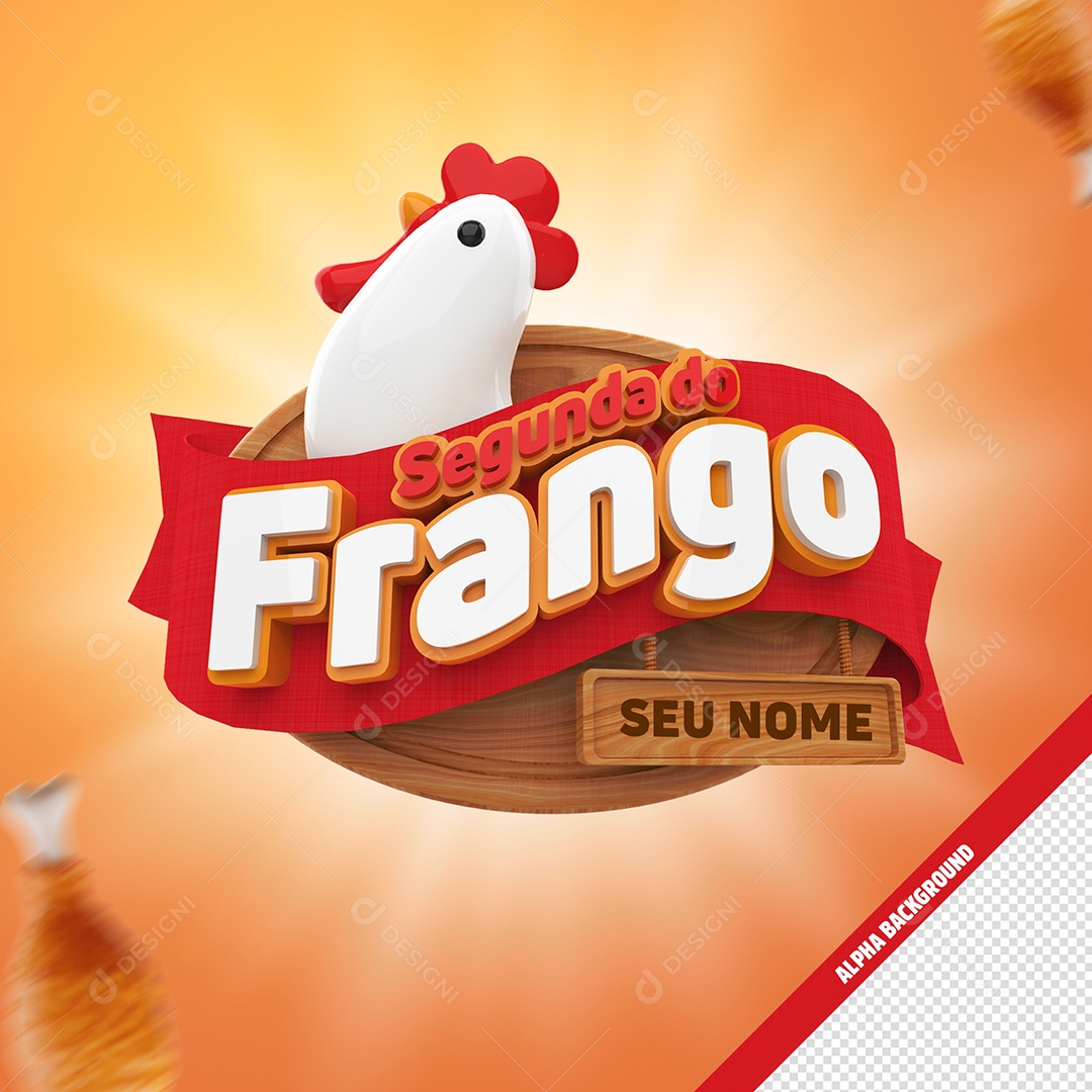 Chicken Monday 3D Stamp For PSD Composition