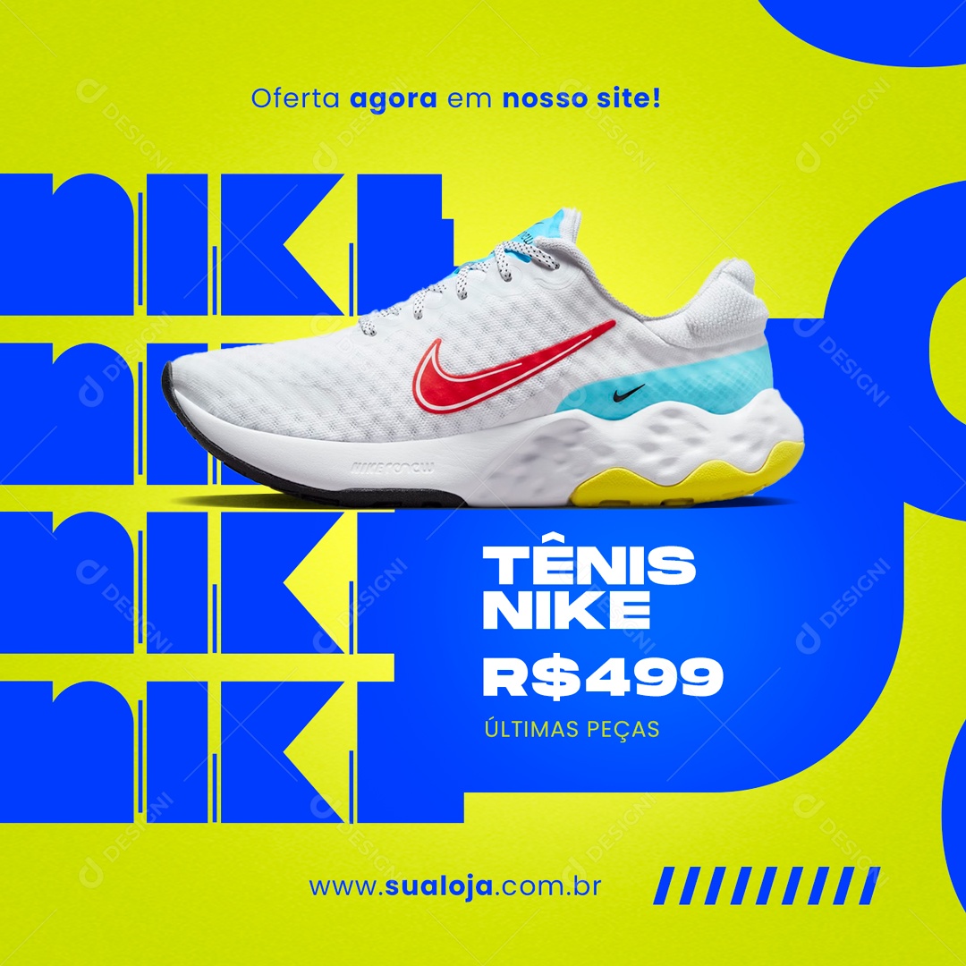 Oferta Agora Em Nosso Site Tênis Nike 499,00 Loja De Calçados Social Media PSD Editável