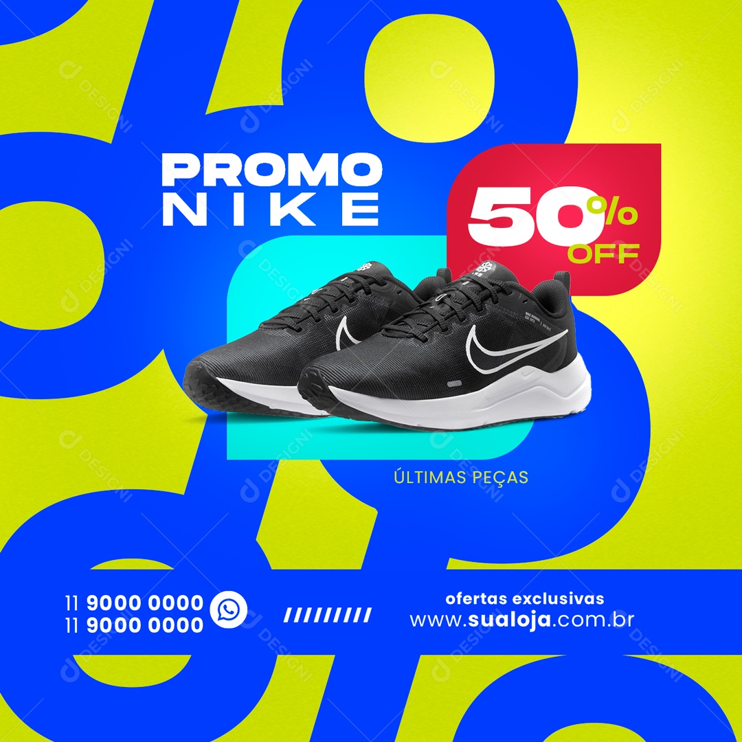 Promo Nike 50% Off Últimas Peças Loja De Calçados Social Media PSD Editável