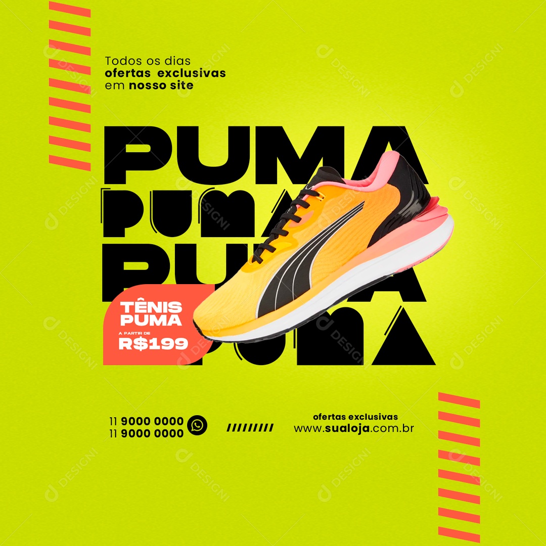 Tênis Puma A Partir De 199,00 Loja De Calçados Social Media PSD Editável