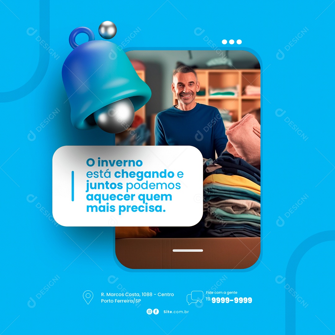 Campanha Publicitária Agasalhos O Inverno Está Chegando Social Media PSD Editável