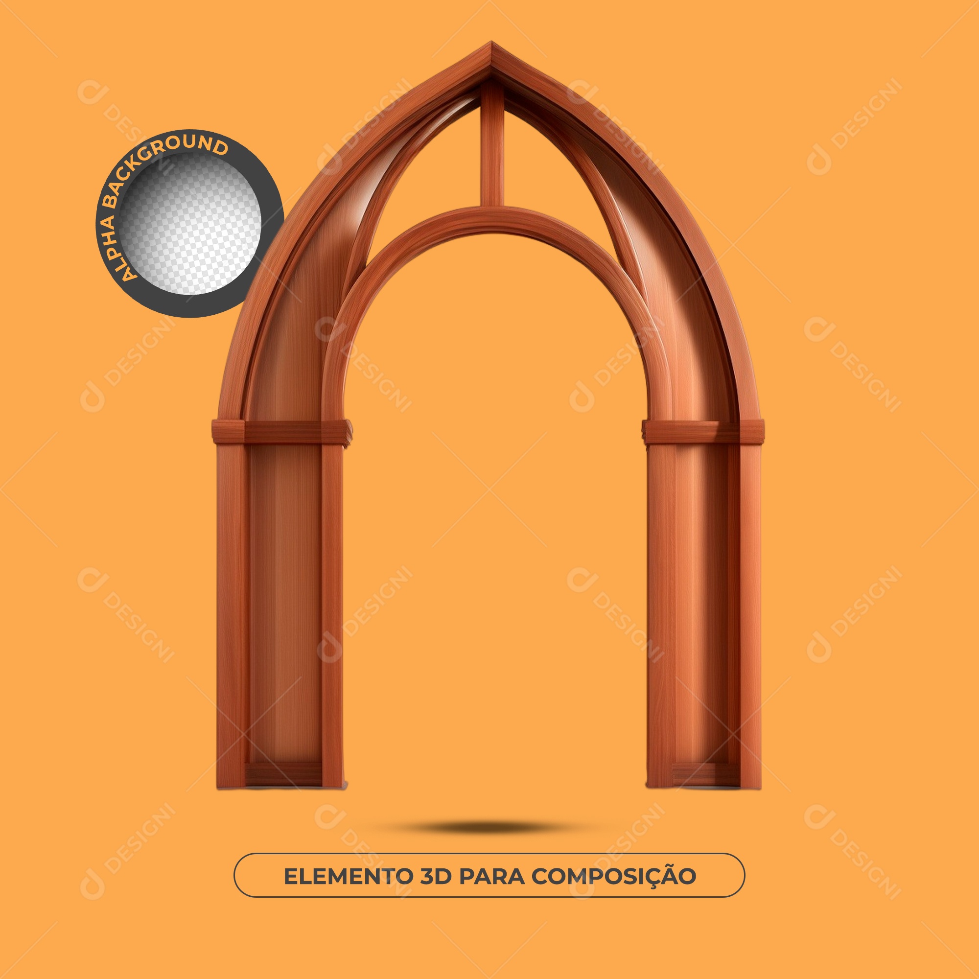 Portão de Madeira 3D para Composição PSD