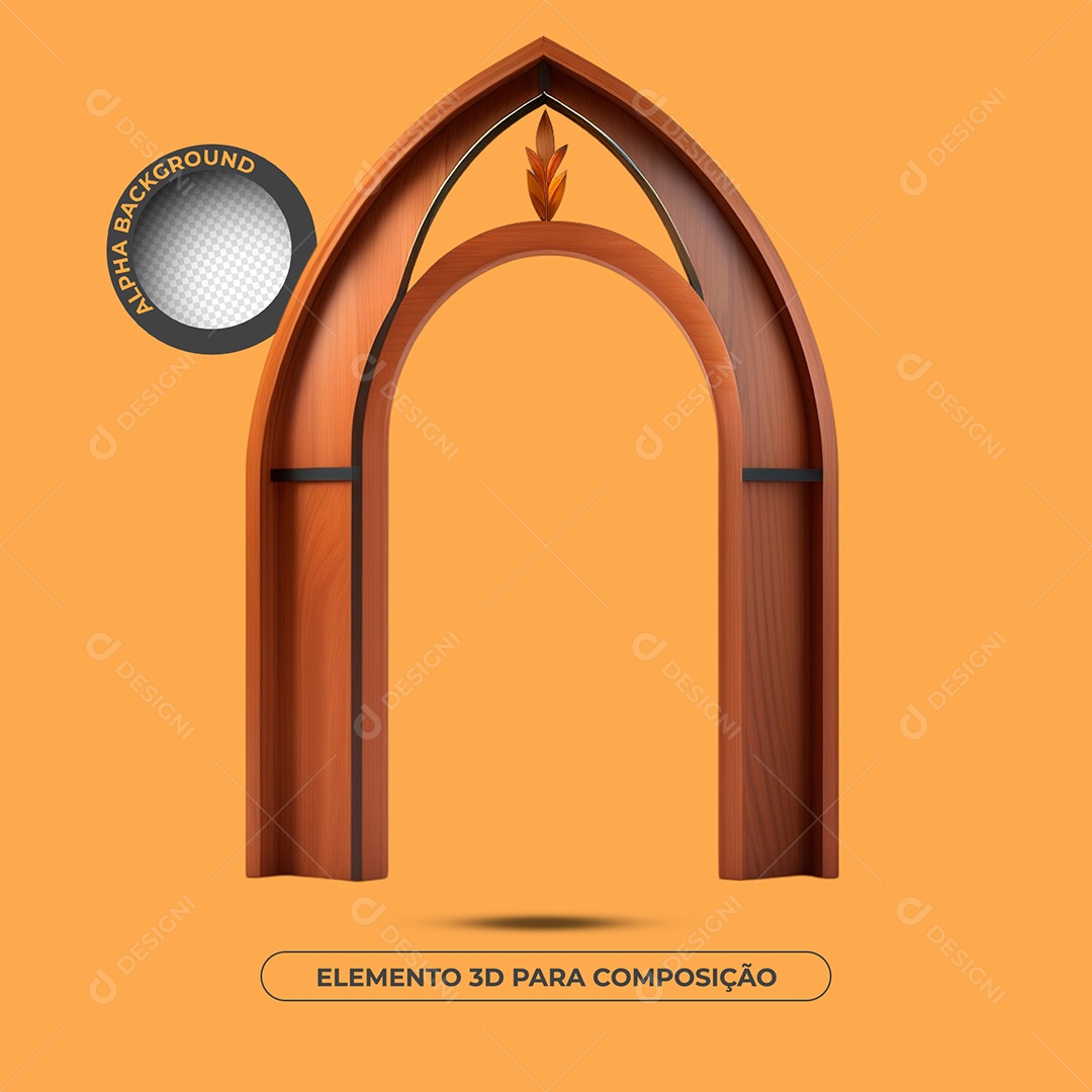 Portão de Madeira 3D para Composição PSD