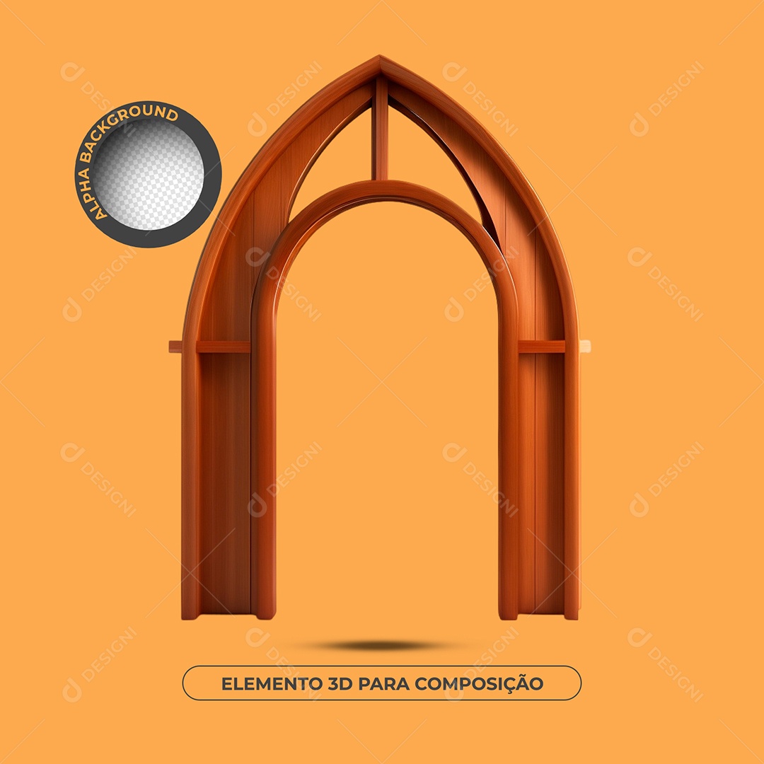 Portão de Madeira 3D para Composição PSD