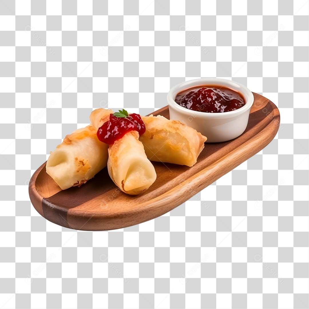 Empadas Com Molho Na Bandeja De Madeira PNG Transparente
