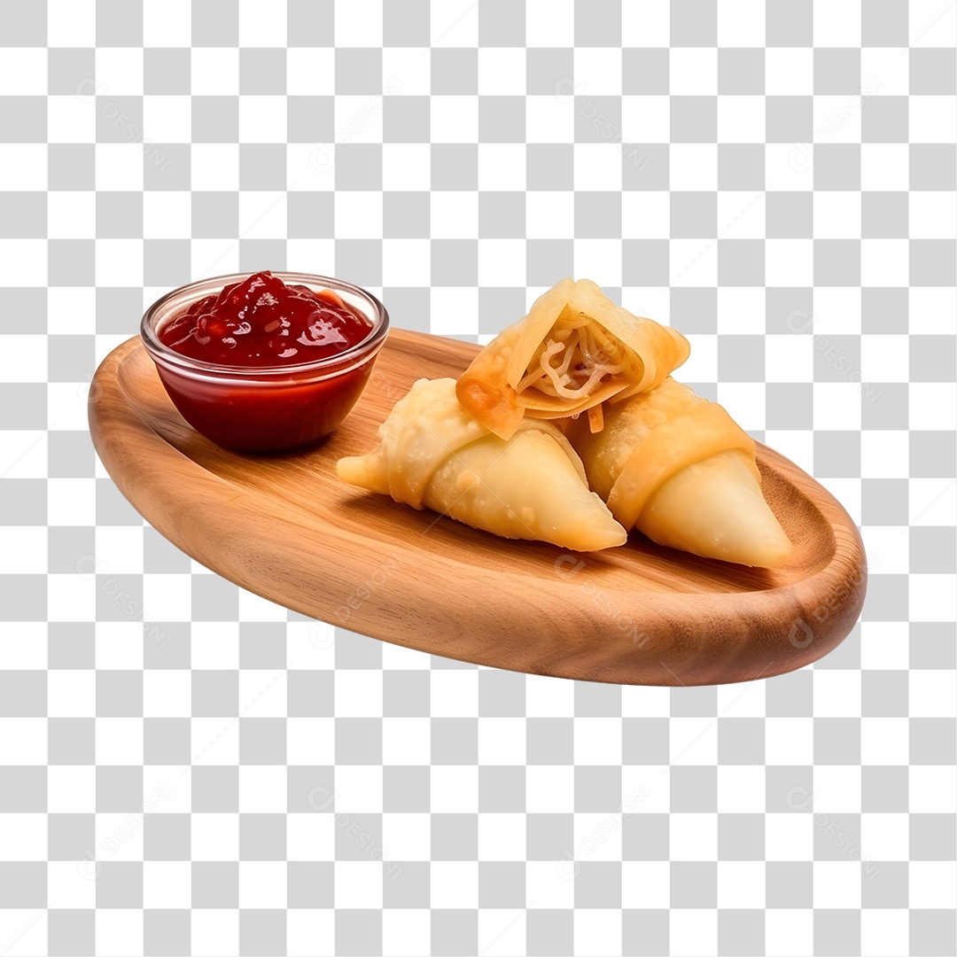 Empada Com Molho Na Bandeja De Madeira PNG Transparente