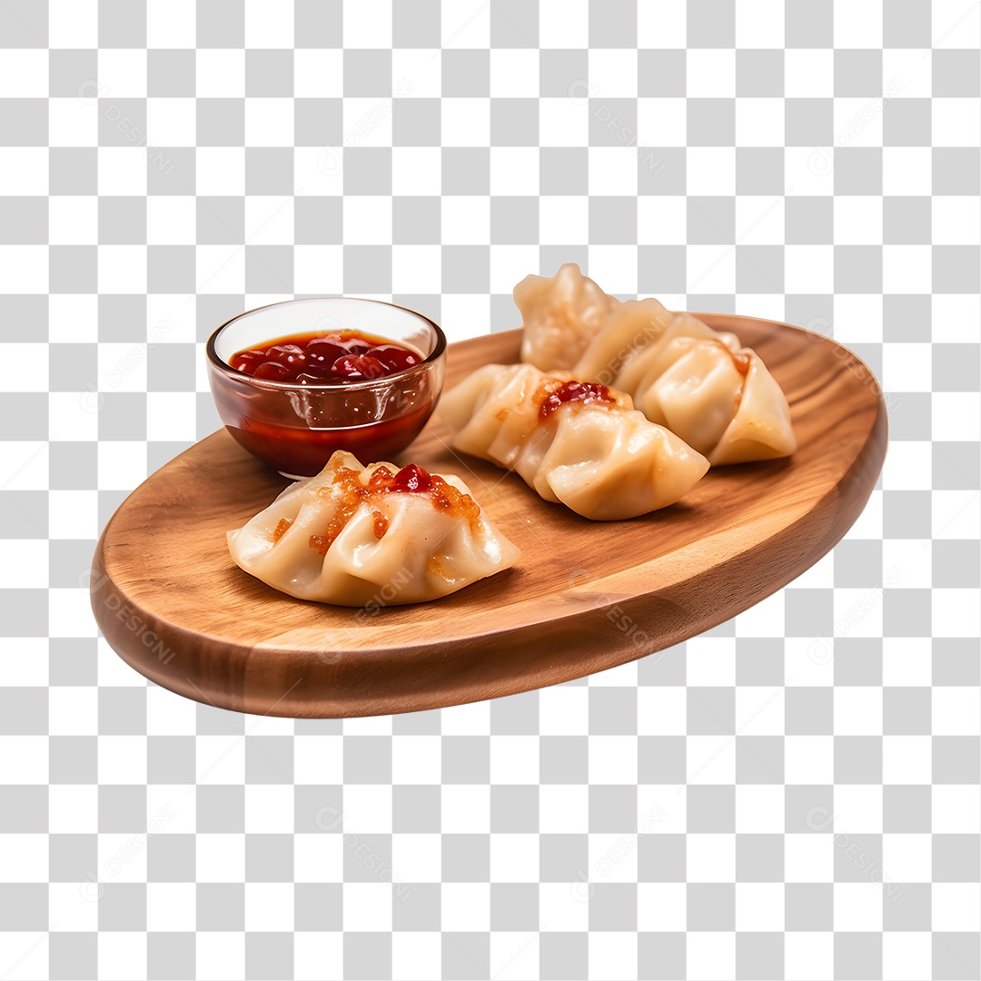 Salgados Com Molho Na Bandeja PNG Transparente