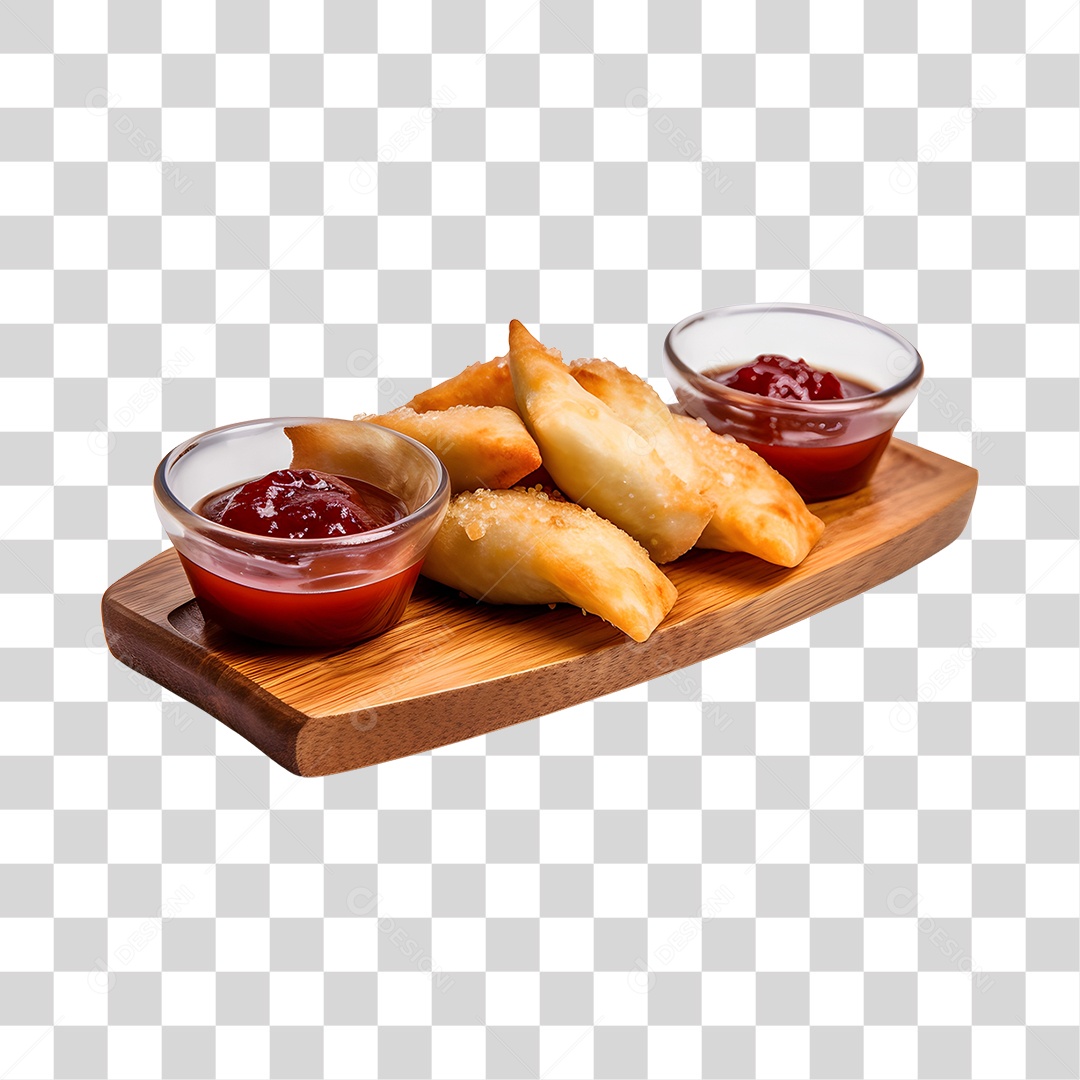 Salgados Com Molho Na Bandeja PNG Transparente