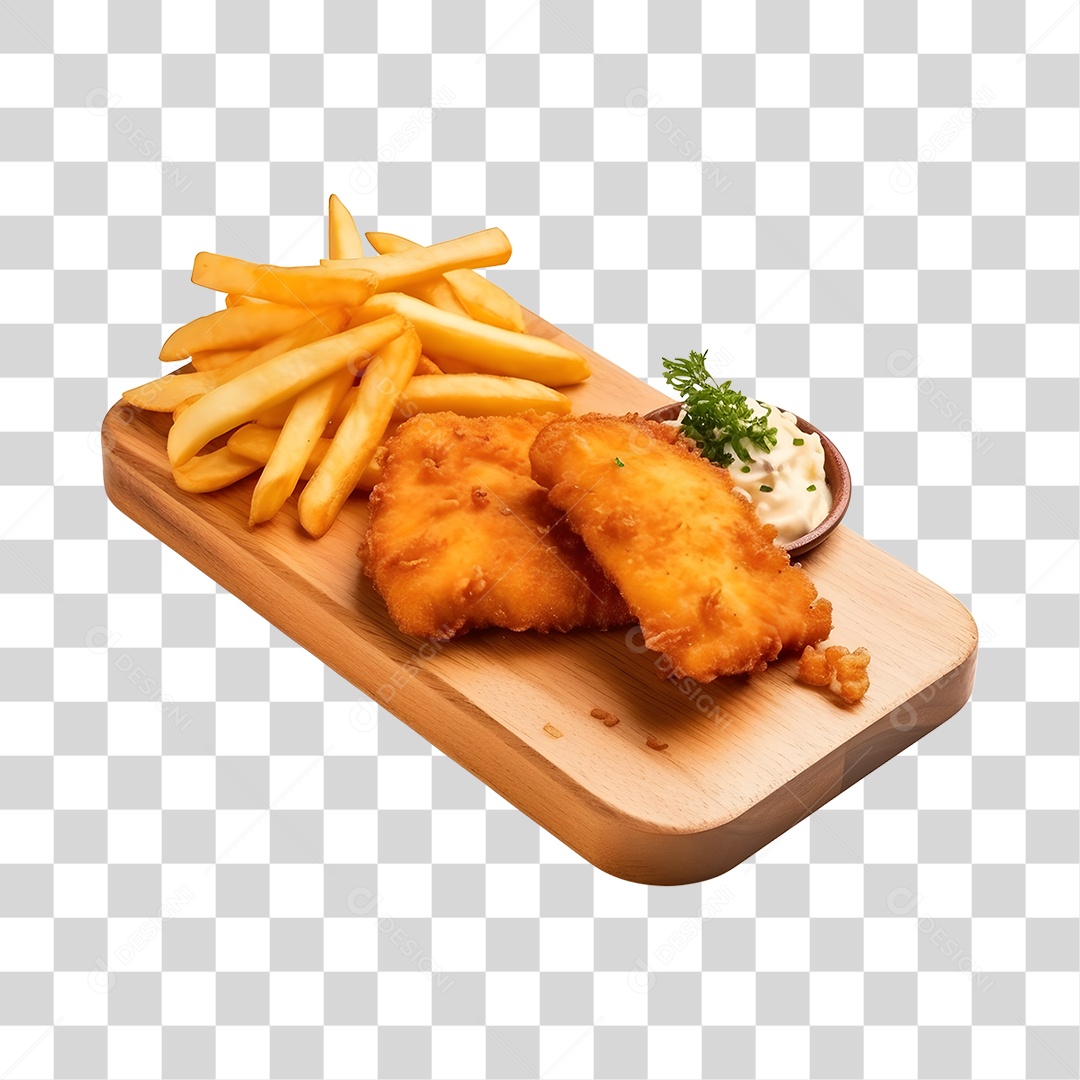 Frango Empanado Com Batata Frita PNG Transparente