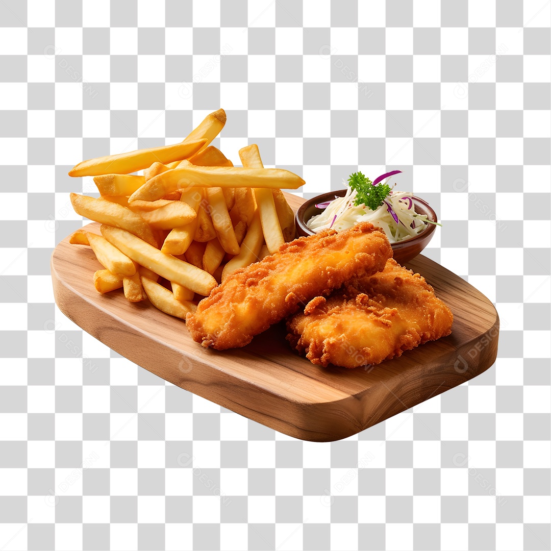 Frango Empanado Com Batata Frita PNG Transparente