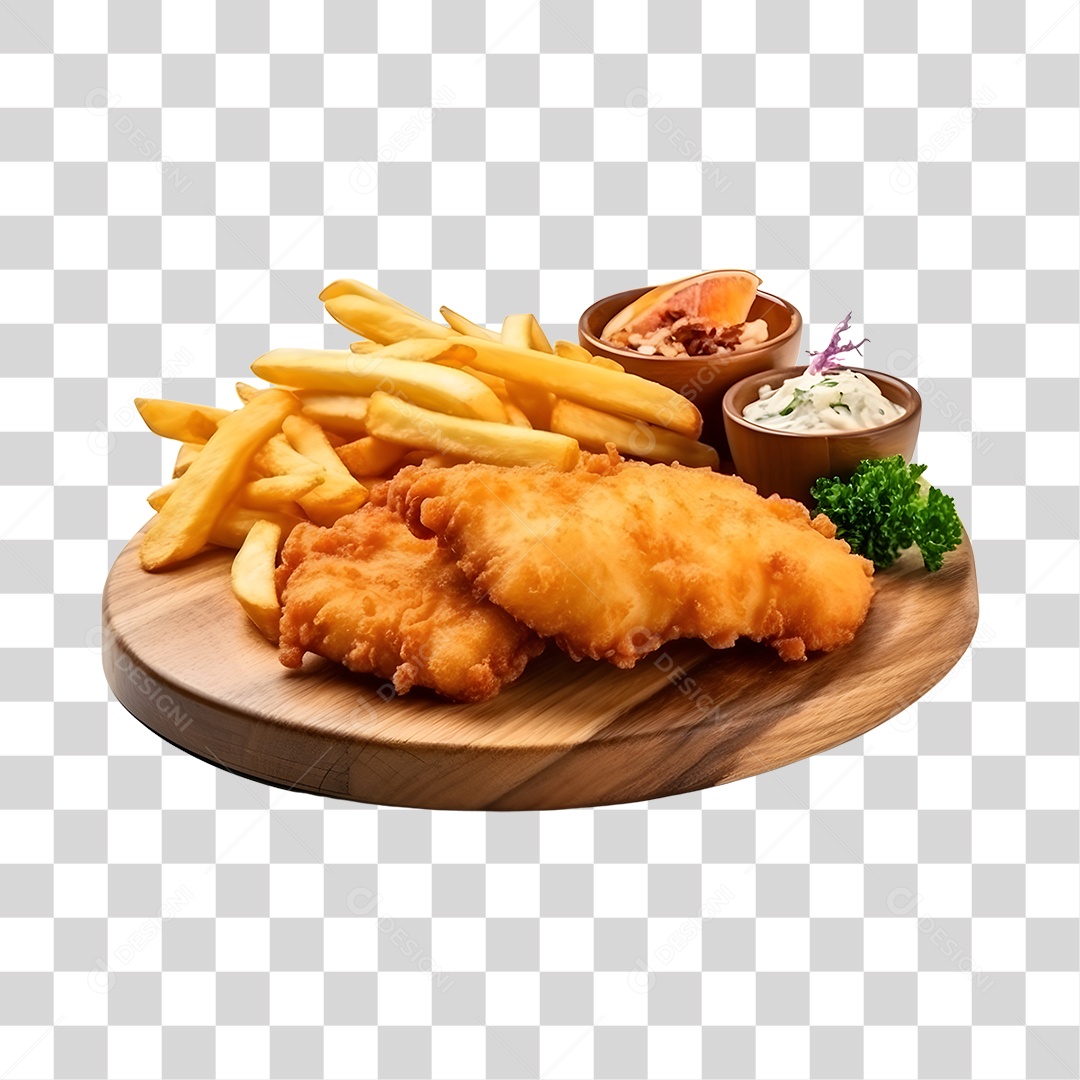 Frango Empanado Com Batata Frita PNG Transparente