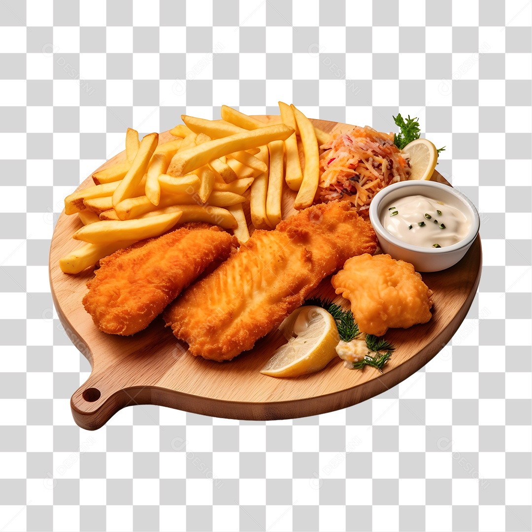 Frango Empanado Com Batata Frita PNG Transparente