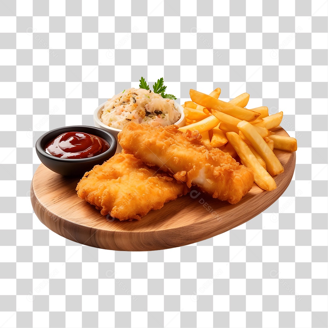 Frango Empanado Com Batata Frita PNG Transparente