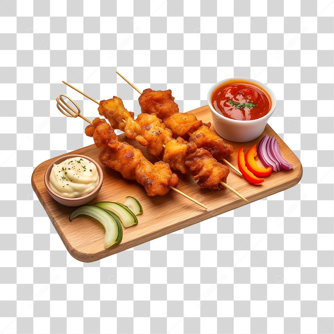 Espetinho De Frango Com Molho PNG Transparente