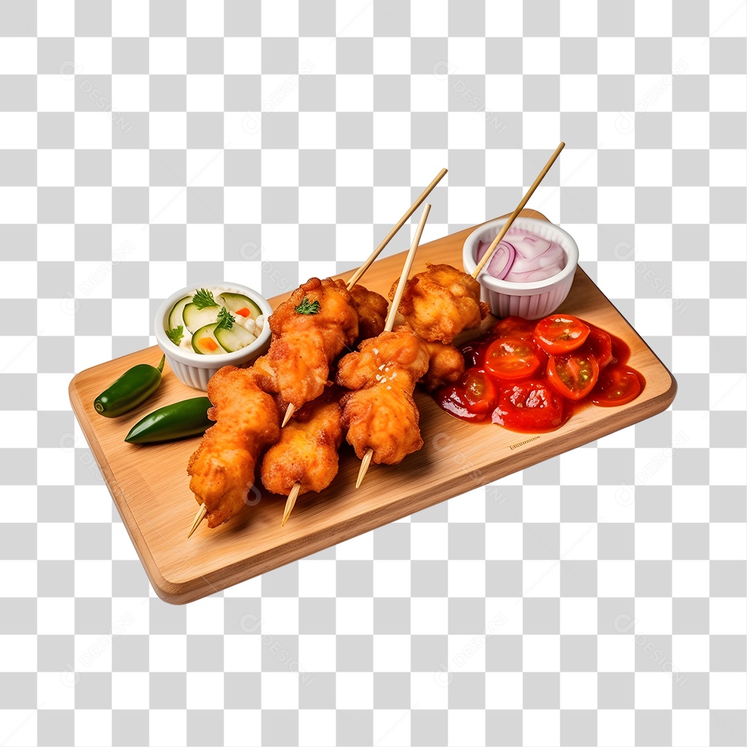 Espetinho De Frango Com Molho PNG Transparente