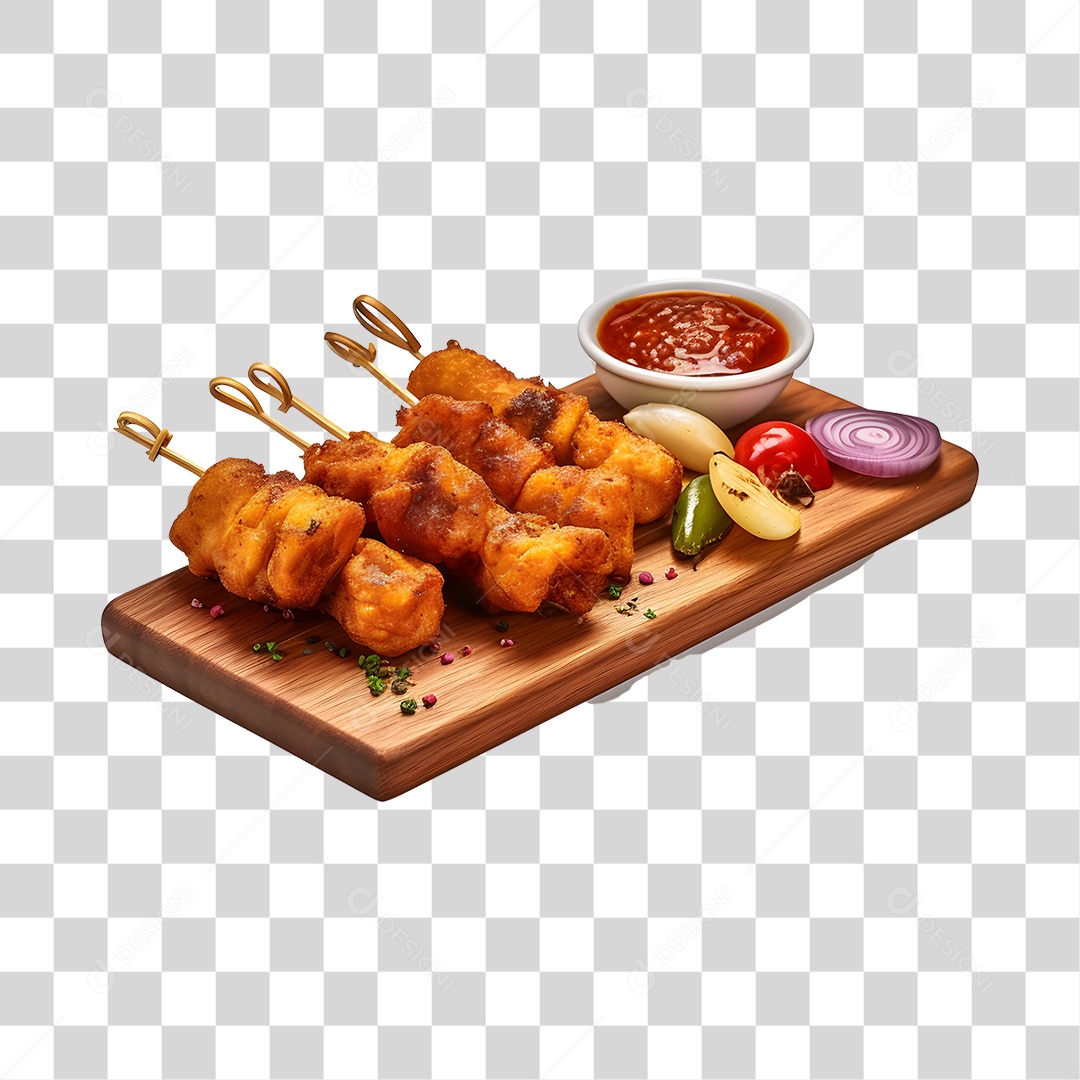 Espetinho De Frango Com Molho PNG Transparente