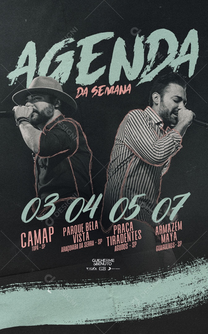 Post Story Guilherme e Benuto Agenda da Semana Social Media PSD Editável